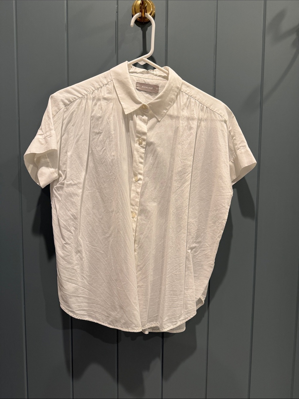 Lightweight White Short-Sleeve Button-Up Shirt